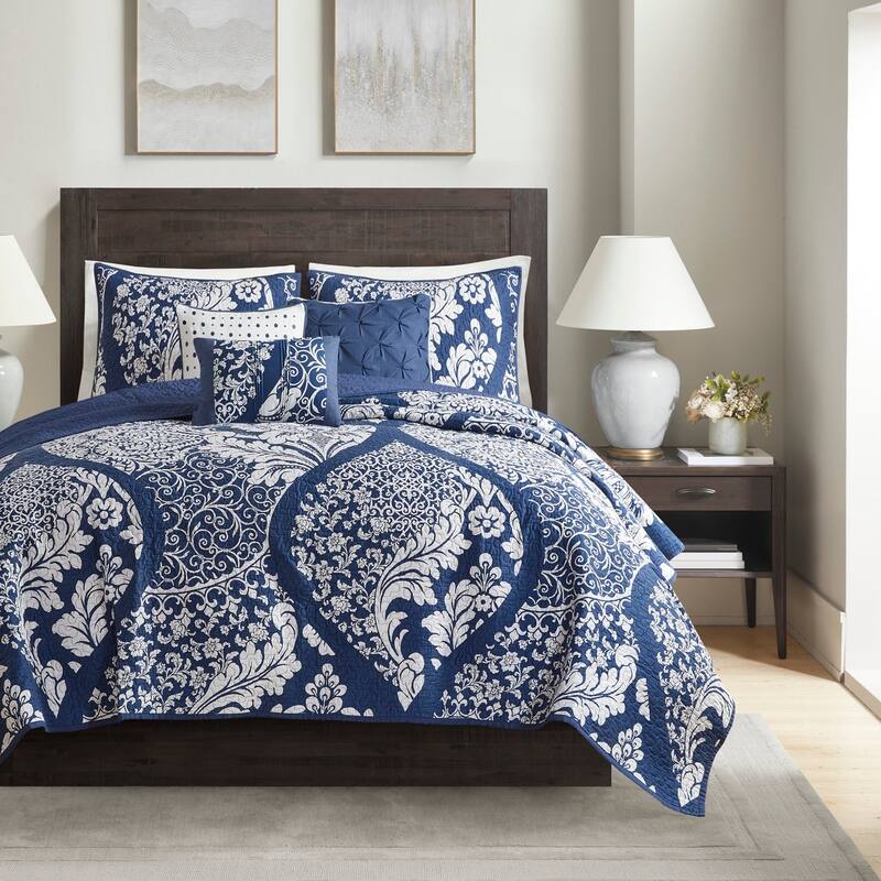 GDF Studio - Vienna Printed Cotton Reversible Quilt Set with Throw Pillows