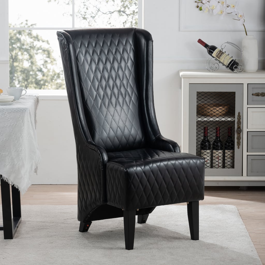 Black 23.03" High Back Accent Chair with Solid Frame