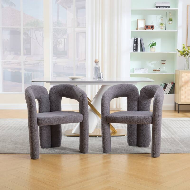 Velvet Fabric Upholstered Accent Chair Set of 2 - Grey