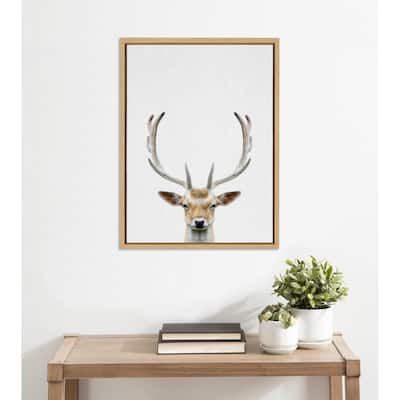 Kate and Laurel Sylvie Deer Color Framed Canvas by Simon Te