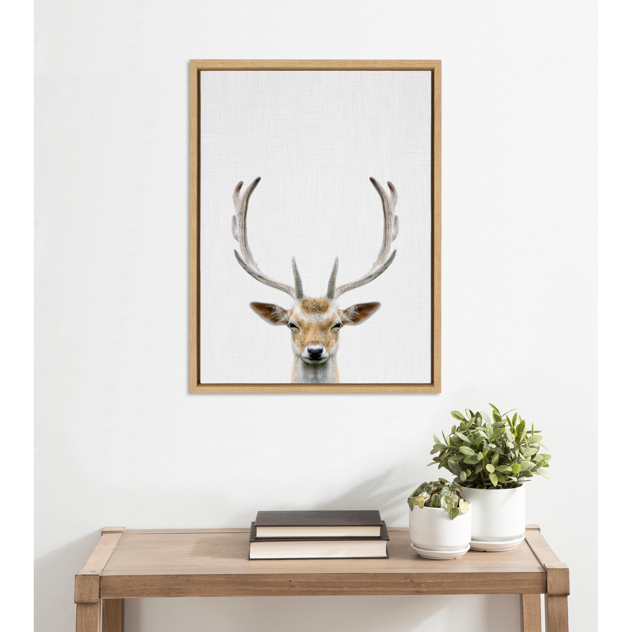 Kate and Laurel Sylvie Deer Color Framed Canvas by Simon Te