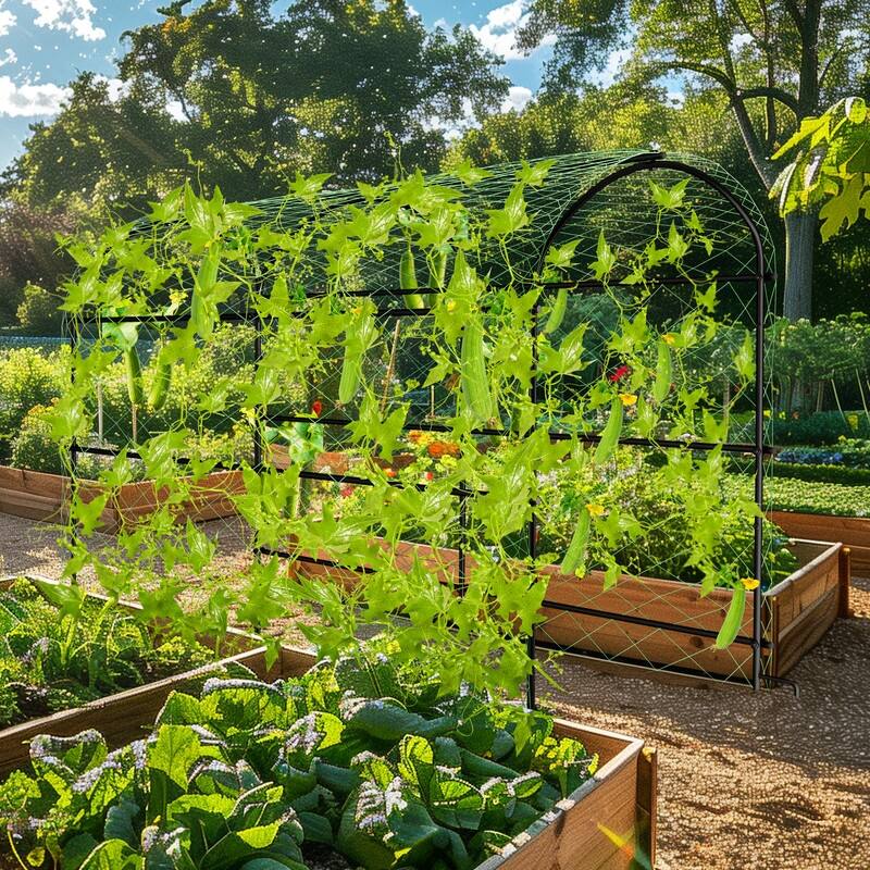 Vegetable Fruit Flower Trellis for Raised Bed Frame Garden Arch Metal Plant Support for Climbing Plants Cucumber Outdoor