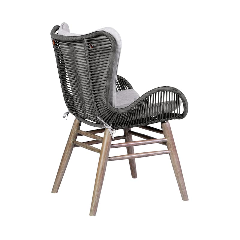 Fanny Solid Eucalyptus Wood & Rope Outdoor Patio Dining Chair