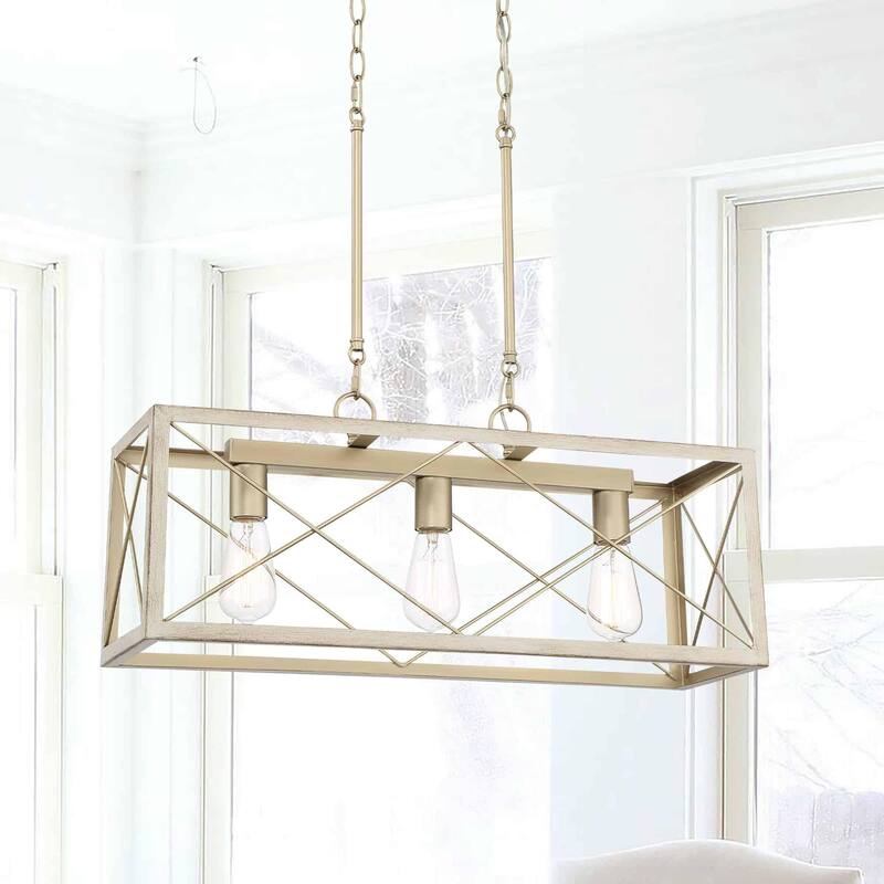 Acroma 3-light Rectangle Island Chandelier for Dining Room - 25 inches
