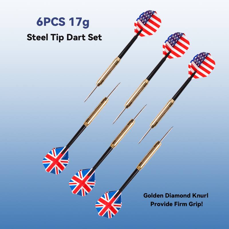 GSE™ 18" Regulation Size Bristle Dart Board Game Set. Professional Sisal Dartboard with Six 17 Grams Steel Tip Darts - 18-Inch