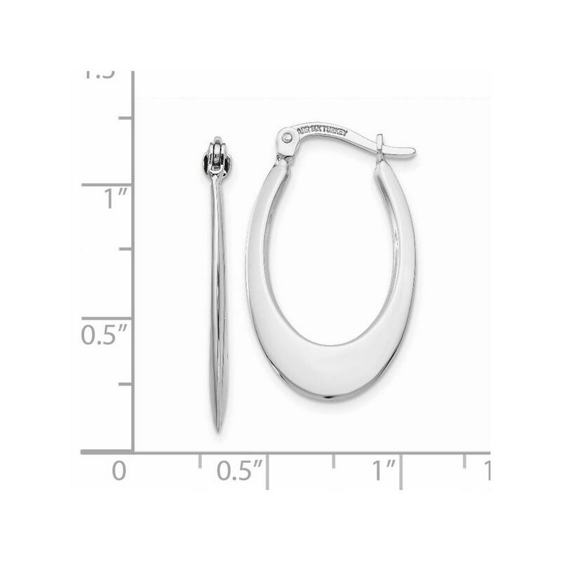 Curata 14k White Gold Polished Flat 26mm Hoop Earrings