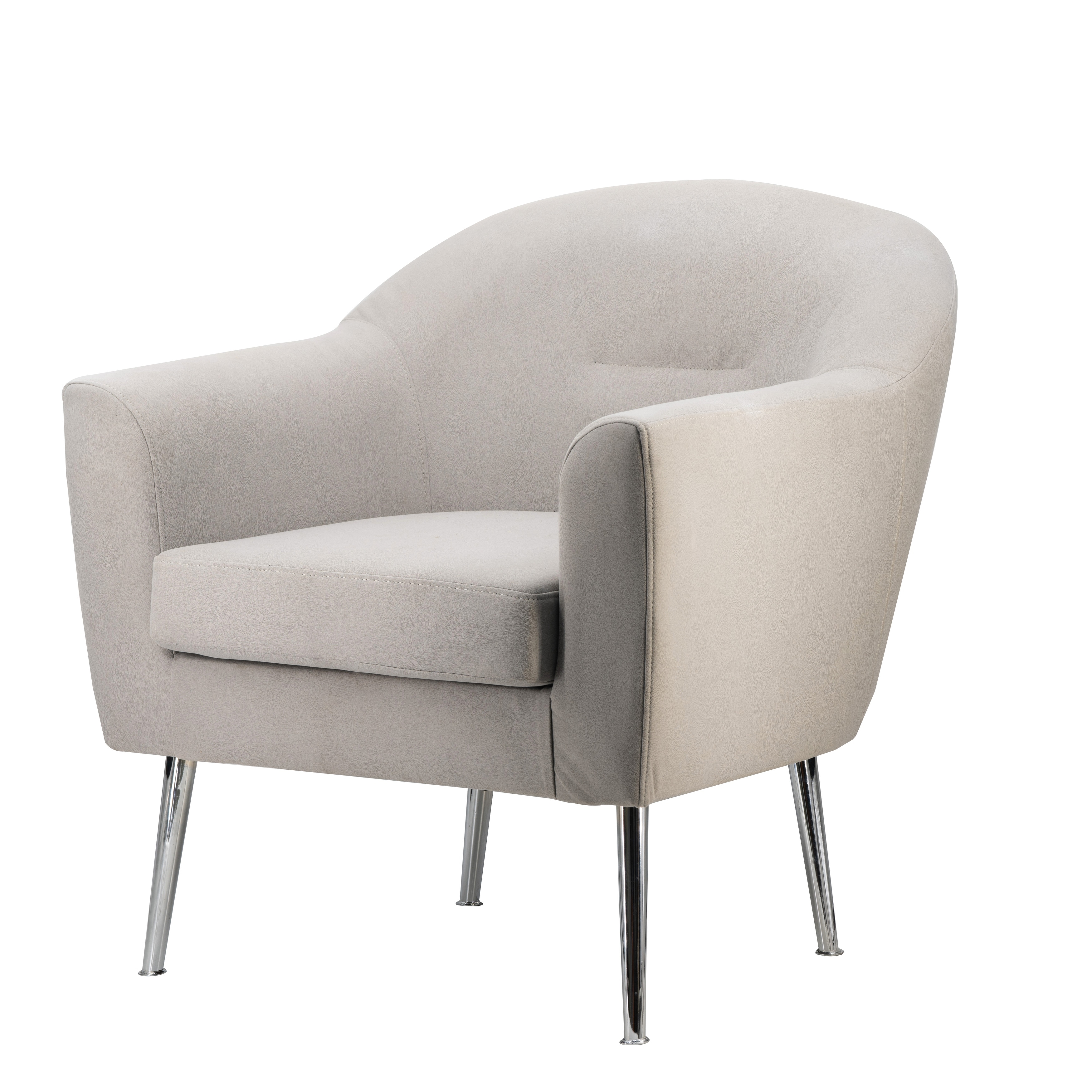 Grey armchair hotsell with silver legs