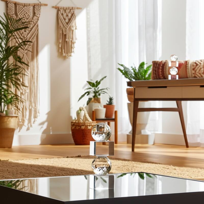 Crystal Glass Pillar and Taper Candle Holder Faceted Modern Design