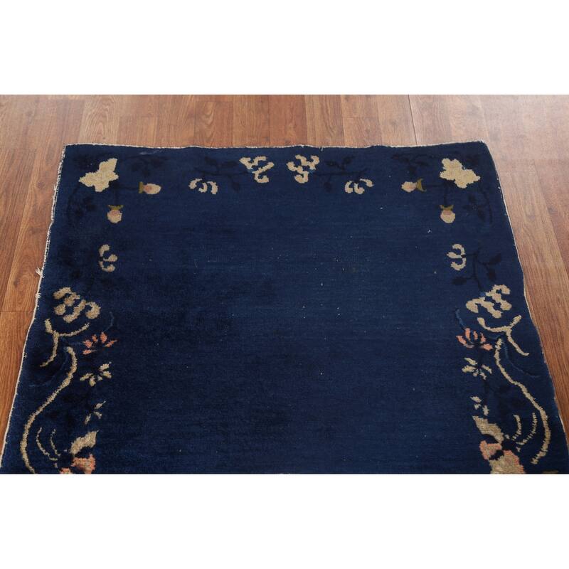 Antique Vegetable Dye Art Deco Chinese Oriental Wool Rug Hand-knotted - 3'1" x 5'9"