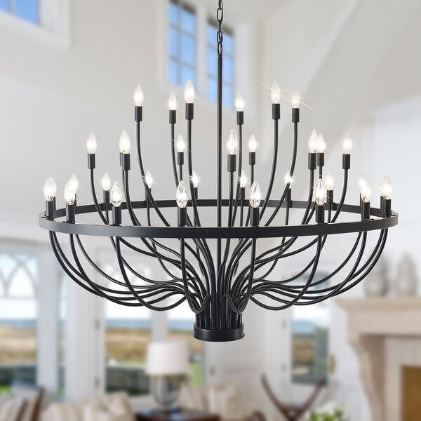 Farmhouse Chandelier Light Fixtures Ceiling Hanging Black Chandeliers 33 Light 47.2 in