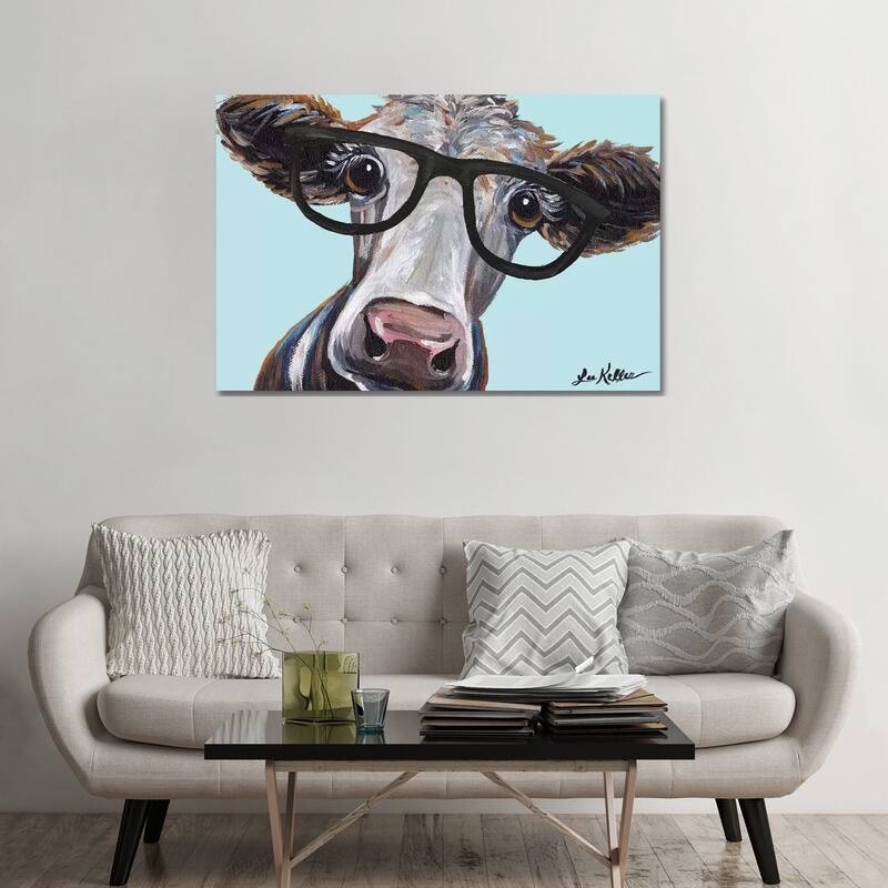 iCanvas "Cora The Cow With Glasses" by Hippie Hound Studios Canvas Print