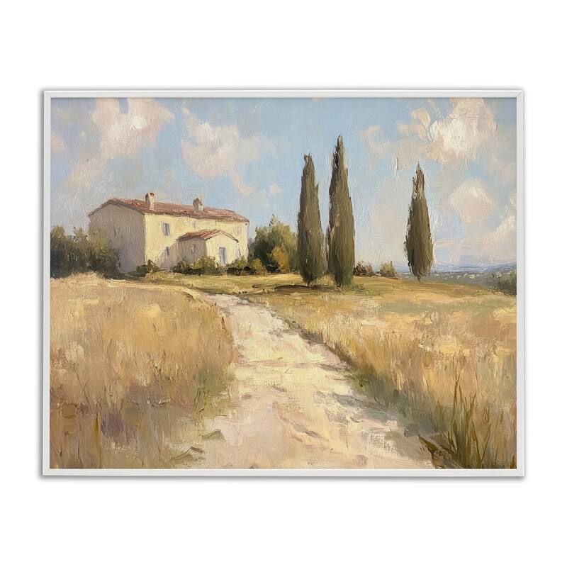 Stupell Country Villa Path Framed Giclee Art Design By Petal Prints Design - 30 x 24 - White