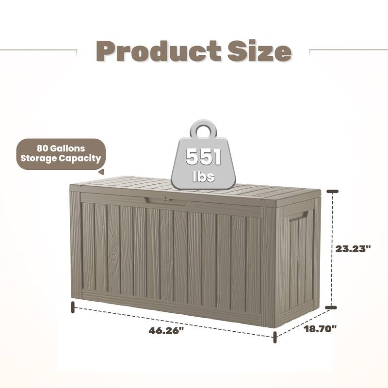 80 Gal. Resin Outdoor Patio Storage Deck Box