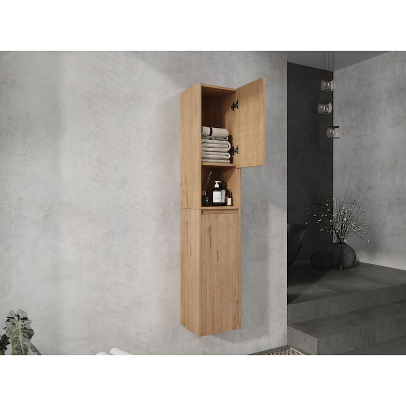 Modern Floating Bathroom Cabinet with Reversible Door & Soft-Close Hinges, Wall-Mounted Side Cabinet Storage Cabinet