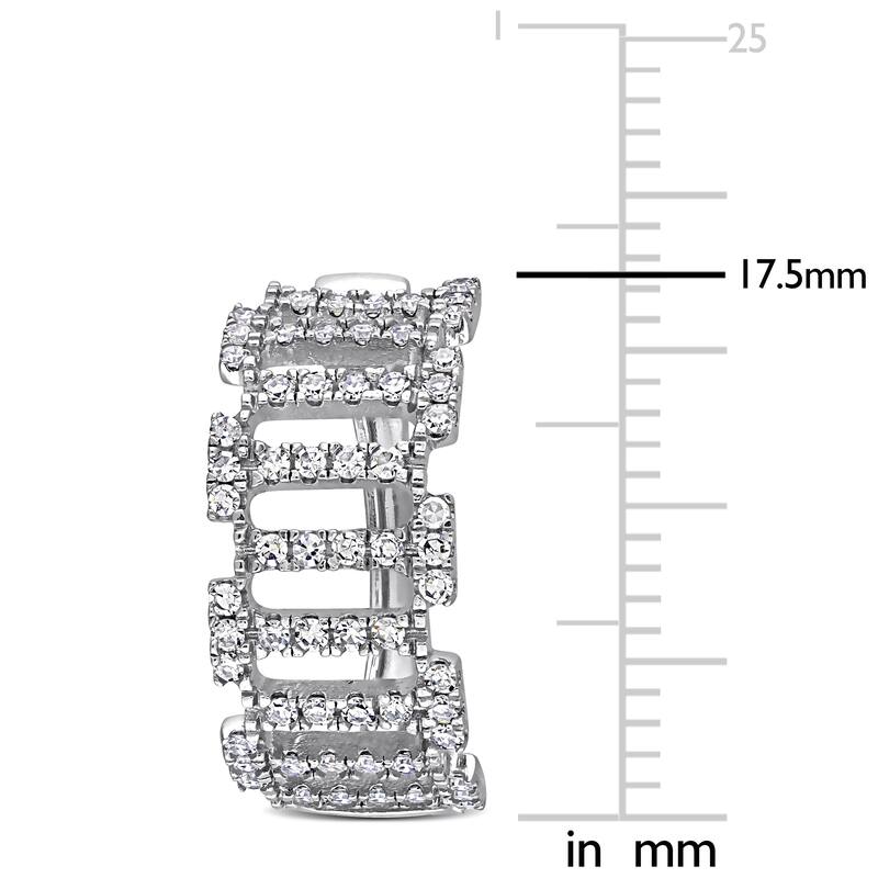 Miadora 5/8ct TDW Diamond Openwork Hoop Earrings in 14k White Gold