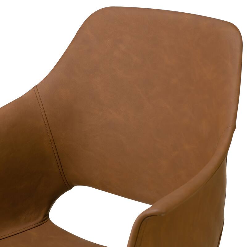 Alora Retro Modern Caramel-brown Arm Chair with Black Legs (Set of 2)