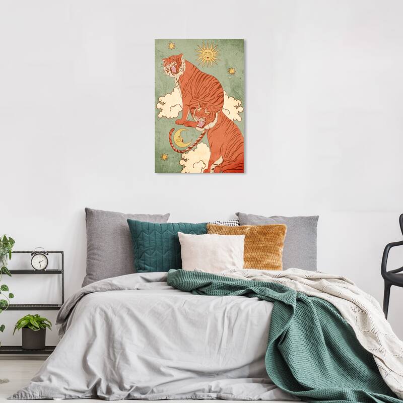 Wynwood Studio Canvas Animals Tigers for Justice Blue and Teal Modern & Contemporary Wall Art Canvas Print - 36 x 24