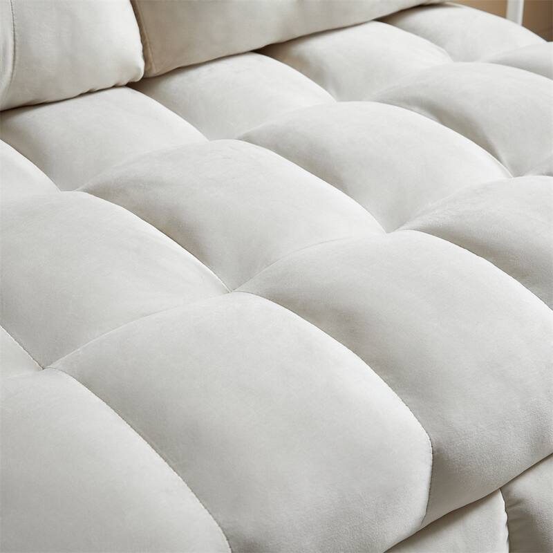 Velvet Pull Out Sofa with Removable Backrest,USB Port and Phone Stand