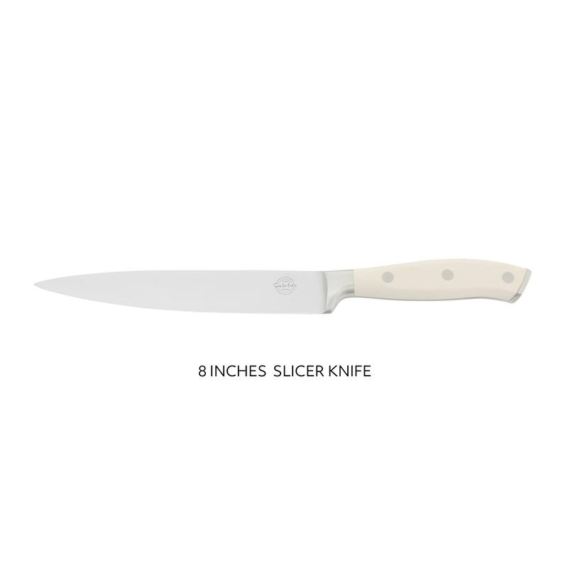 Sur La Table Kitchen Essential Tasting Kitchen German Steel Forged Full Tang Prfessional Knife with White Handle
