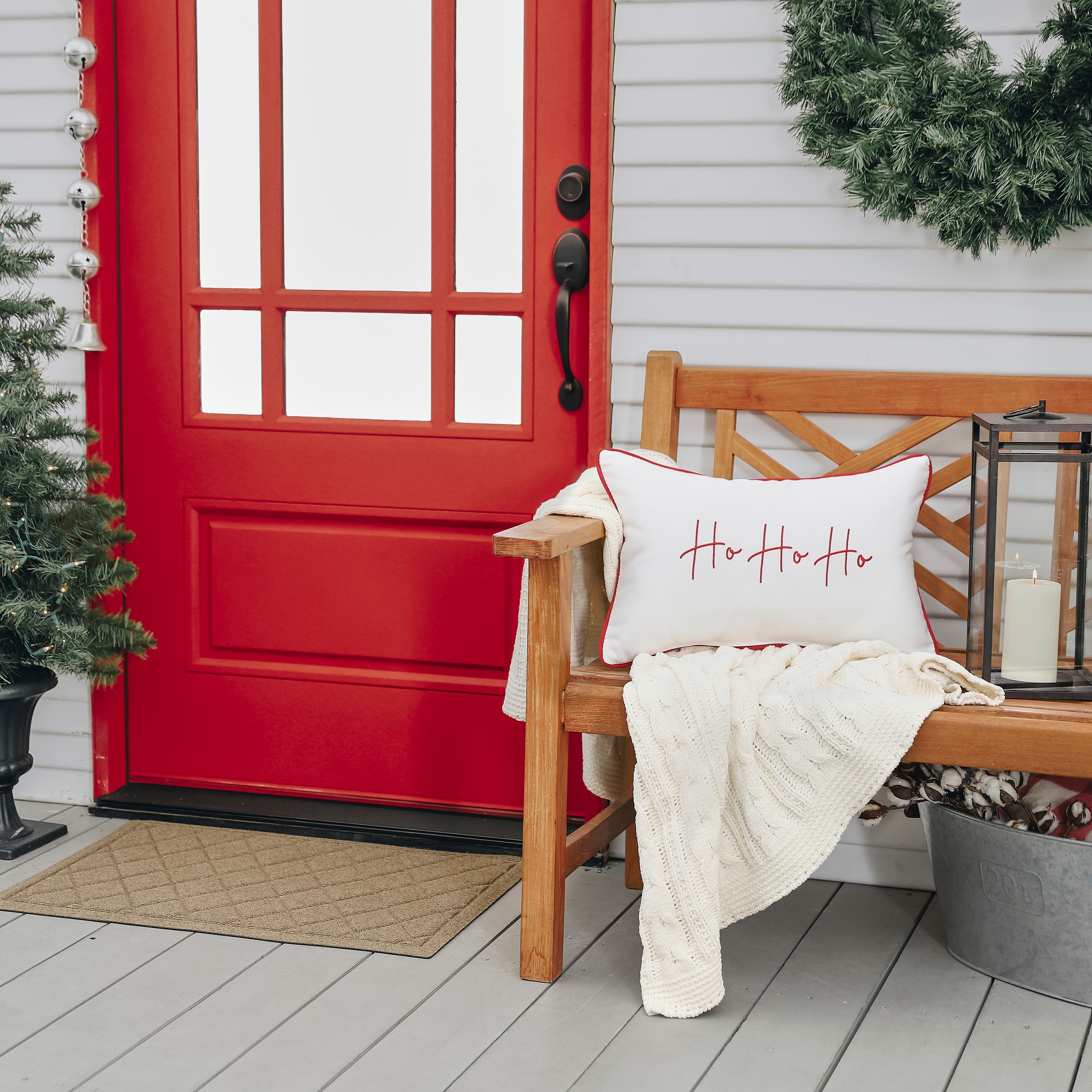 Sunbrella Canvas Indoor Outdoor Ho Ho Ho Embroidered 13x20 Corded Christmas Pillow Single On Sale Bed Bath Beyond 30063274