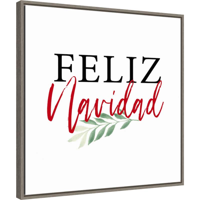 Feliz Navidad Script by Amanti Art Portfolio Framed Canvas Wall Art