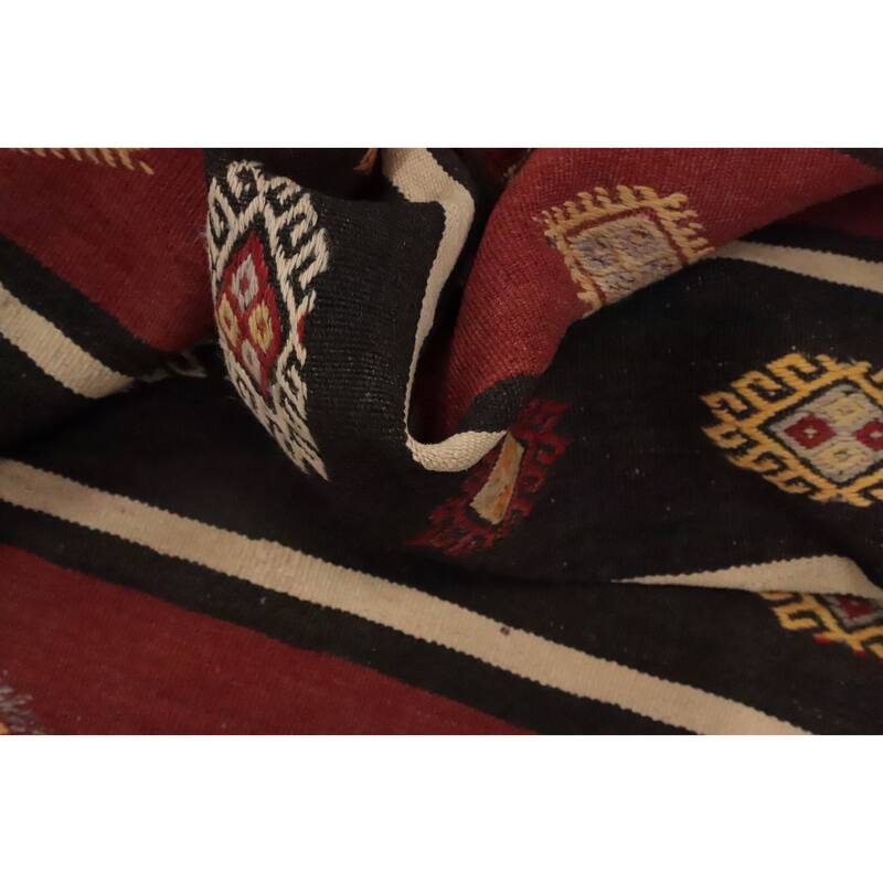 Hand Woven Oriental 100% Wool Carpet Southwestern Tribal Multi-Colored Kilim Area Rug - 9' 2'' X 6' 2''