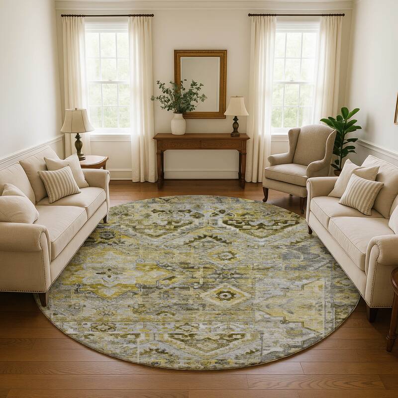 Premium Washable Super Soft Boho Global Mayfield Rug - Pewter - 8' x 8'