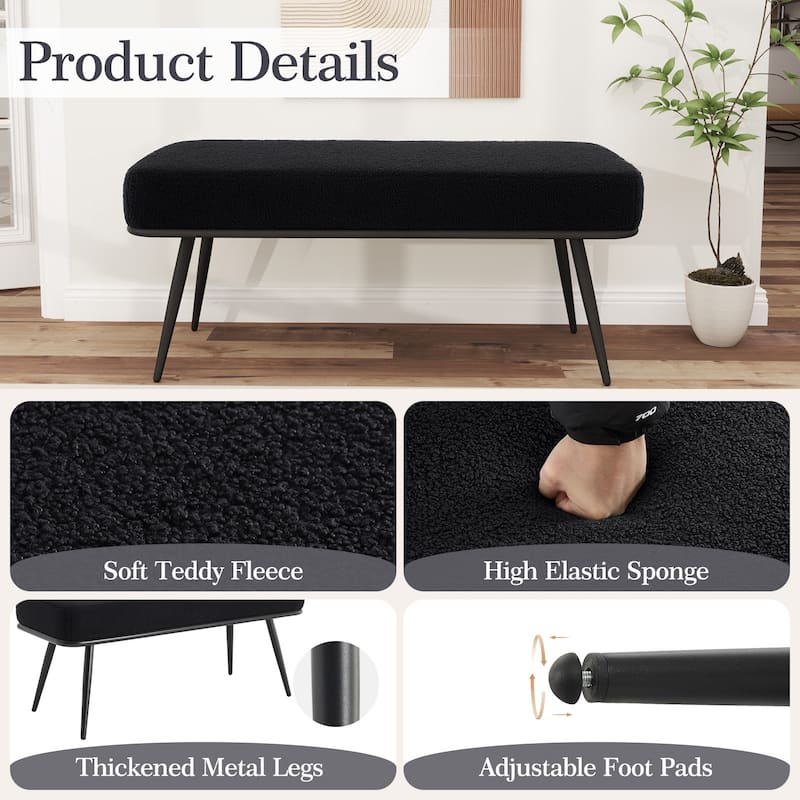 Fabric Upholstered Entryway Storage Bench, Bedroom Bench - 43.3"L x 16.54"W x 18.9"H