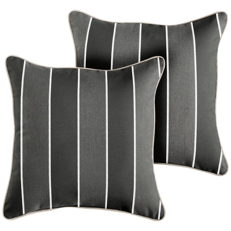 Sunbrella Peyton Granite/ Cast Silver Corded Indoor/ Outdoor Pillow Set