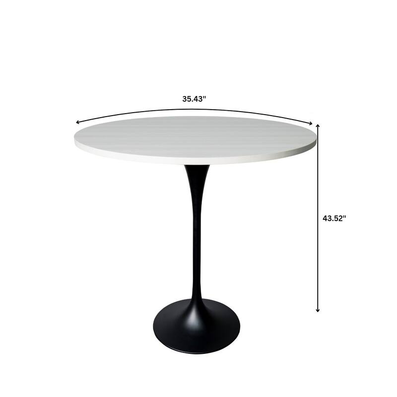LeisureMod Verve 36" Bar Height Dining Table with MDF Round Top in Black Marbleized