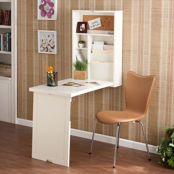 slide 2 of 10, SEI Furniture Murphy Winter Antique White Fold-out Convertible Desk