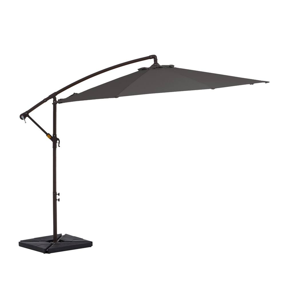 10 ft Steel Crank-lift Cantilever Umbrella With Weighted Base