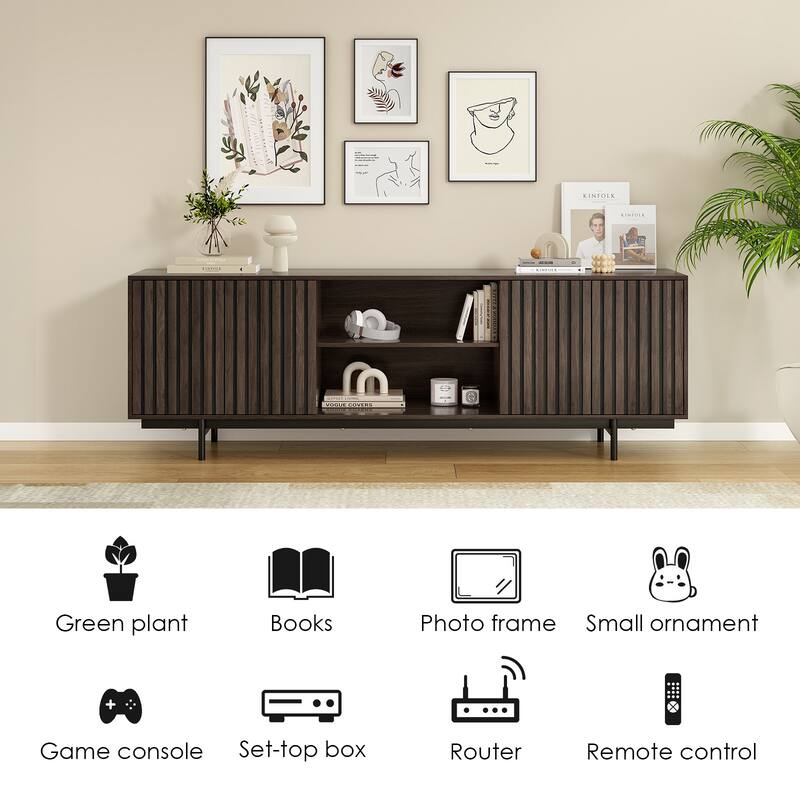 Rossetta Medieval Farmhouse style Pop-Up Door Design Wood TV Stand with Storage Shelf, up to 75"