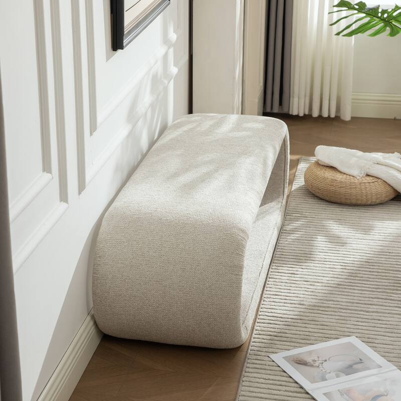 52.17"W Chenille Upholstered Bench for Bedroom End of Bed,Modern Shoe Bench for Entryway,Equipped With An Iron Frame