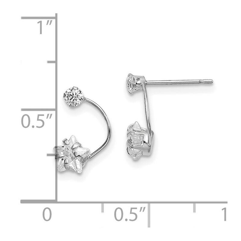 Curata 14k White Gold Polished Shooting Star CZ Cubic Zirconia 13x5mm Post Earrings