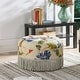 preview thumbnail 14 of 91, Yolanda 24" Upholstered Round Accent Ottoman Beige Tropical Floral Polyester