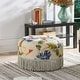 preview thumbnail 4 of 90, Yolanda Performance Fabric 25" Tufted Round Footstool Ottoman with Rope Fringe