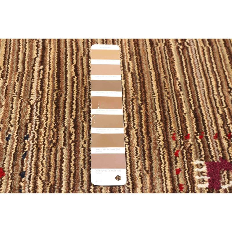 ECARPETGALLERY Hand Loomed Kashkuli Gabbeh Brown Wool Rug - 2'11 x 4'8