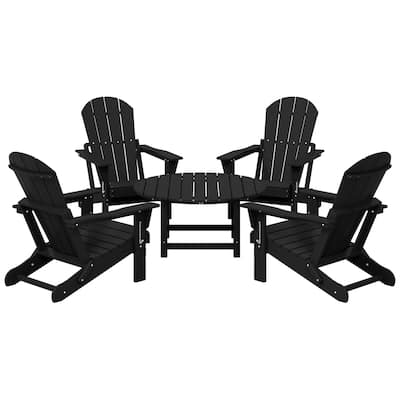 Laguna Outdoor 5-Piece Adirondack Chair With Round Coffee Table Conversation Set