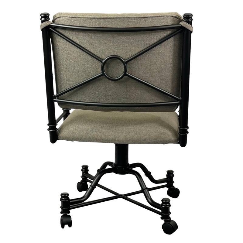 Tempo Furniture Bullseye Caster Swivel Tilt Dining Chair w/ Arms Armchair Pebblestone Powder Coat Finish & Stanford Taupe Fabric