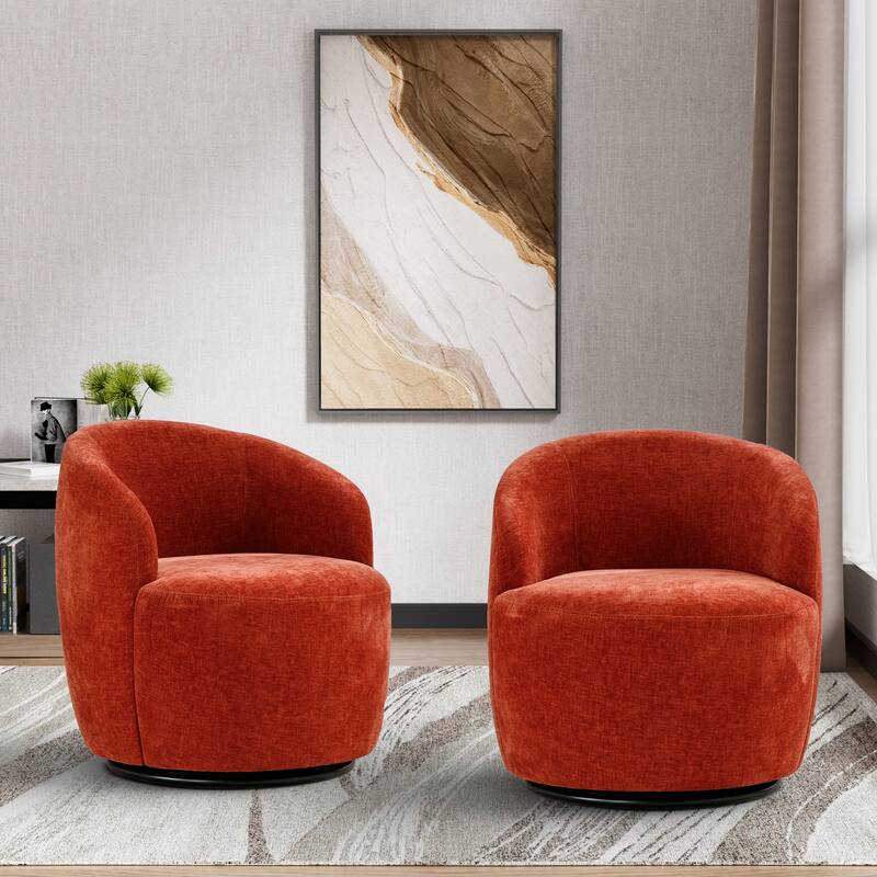 Ouyessir Accent Upholstered Round Velvet 360 Degree Swivel Sofa Chairs