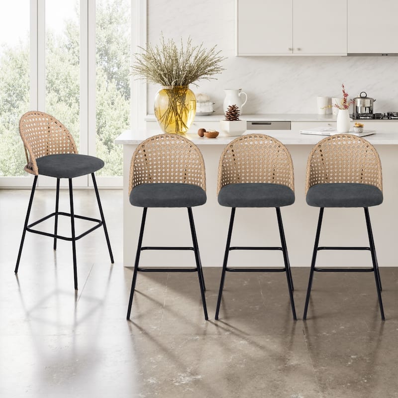 29.52"H Upholstered Bar Stools/ Counter Stools with Metal Leg Set of 4 - Set of 4 - Black