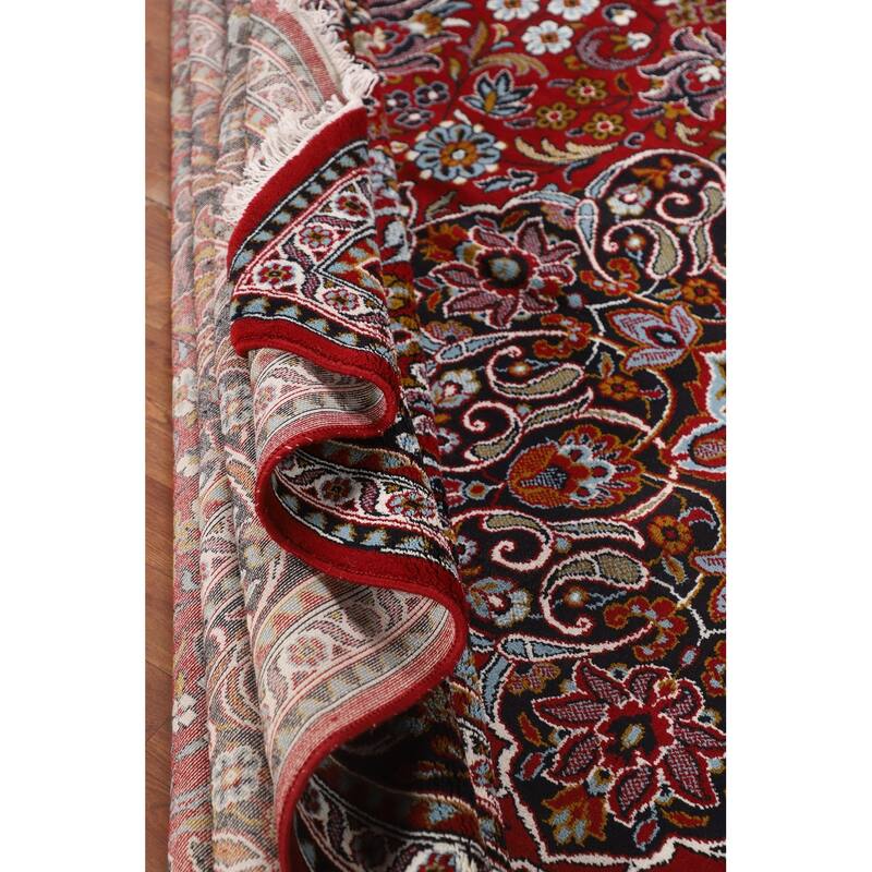 Floral Red Kashan Turkish Area Rug Machine-Made Oriental Carpet - 9'7" x 12'10"
