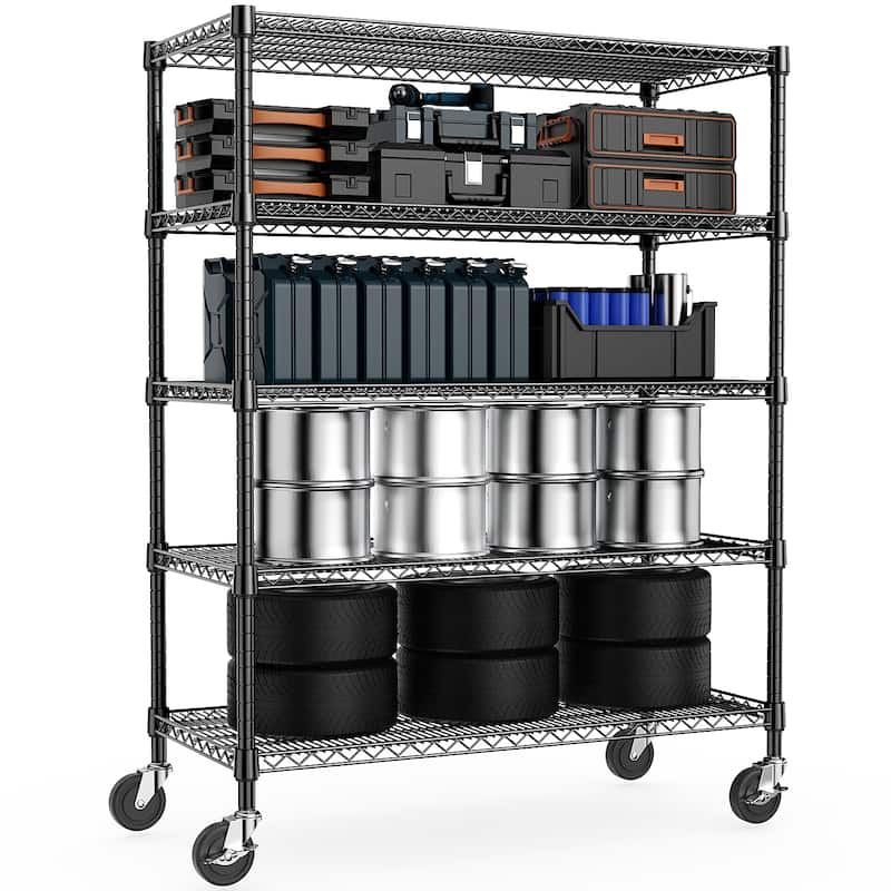 Garage Shelving 5 Tier Industrial Metal Shelving Units for Commercial, Basement, Pantry, Warehouse - Black