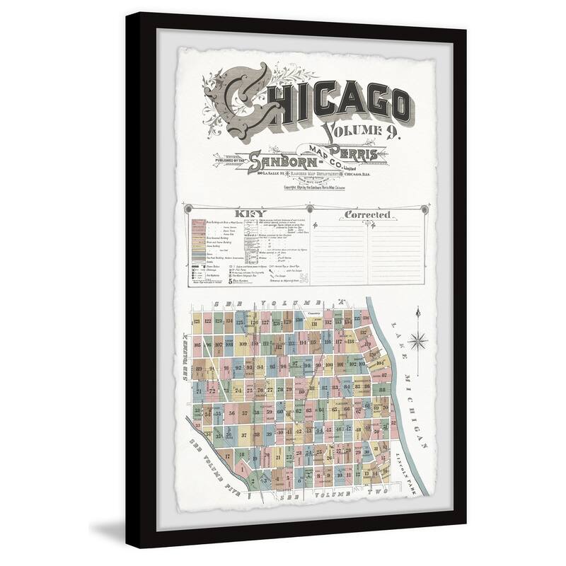 'Chicago Block Map' Framed Painting Print