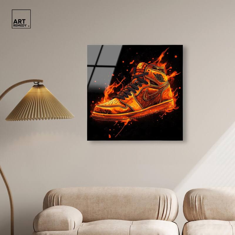 Jumpman on Fire I Acrylic by Art Remedy, Ready to Hang