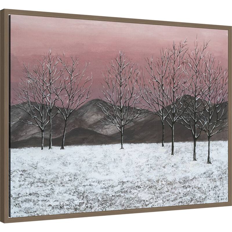 Sunset Snowfall II by Michael Willett (30 x 23 in.), Framed Canvas Wall Art Print - Sylvie Dark Gold