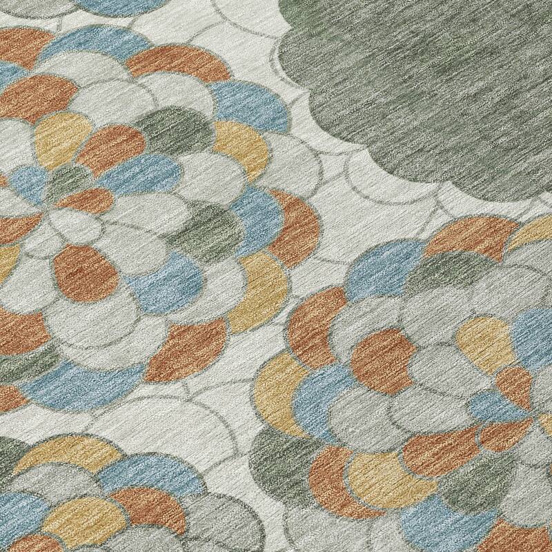 Machine Washable Indoor/ Outdoor Mosaic Cluster Chantille Rug