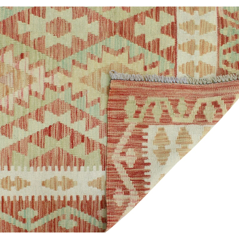 Sun Faded Flatweave Zafirah Red/Ivory Rug - 4'2" x 6'1"