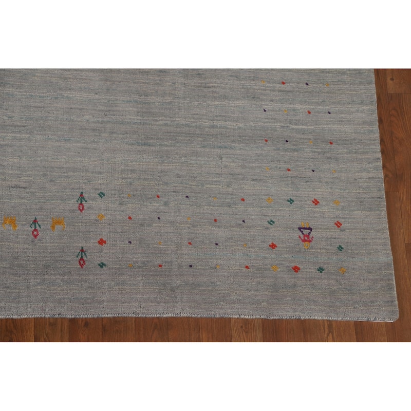 Striped Gabbeh Indian Area Rug Wool Carpet - 8'9" x 11'7"